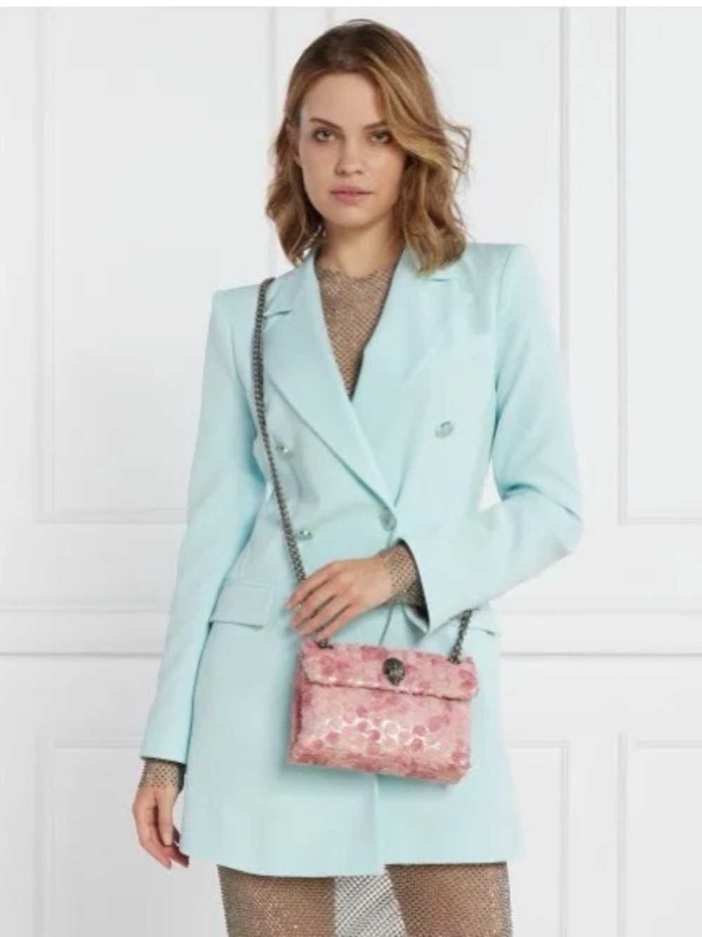 Kurt Geiger the Kensington Pink Rose-Appliqué Chain Shoulder Bag - Picture 9 of 16